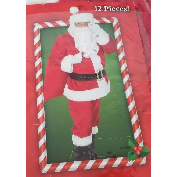 Santa Suit Costume Adult Mens Regal Plush Velvet 40 M to 48 2X Full 12 pcs NEW - Picture 1 of 13